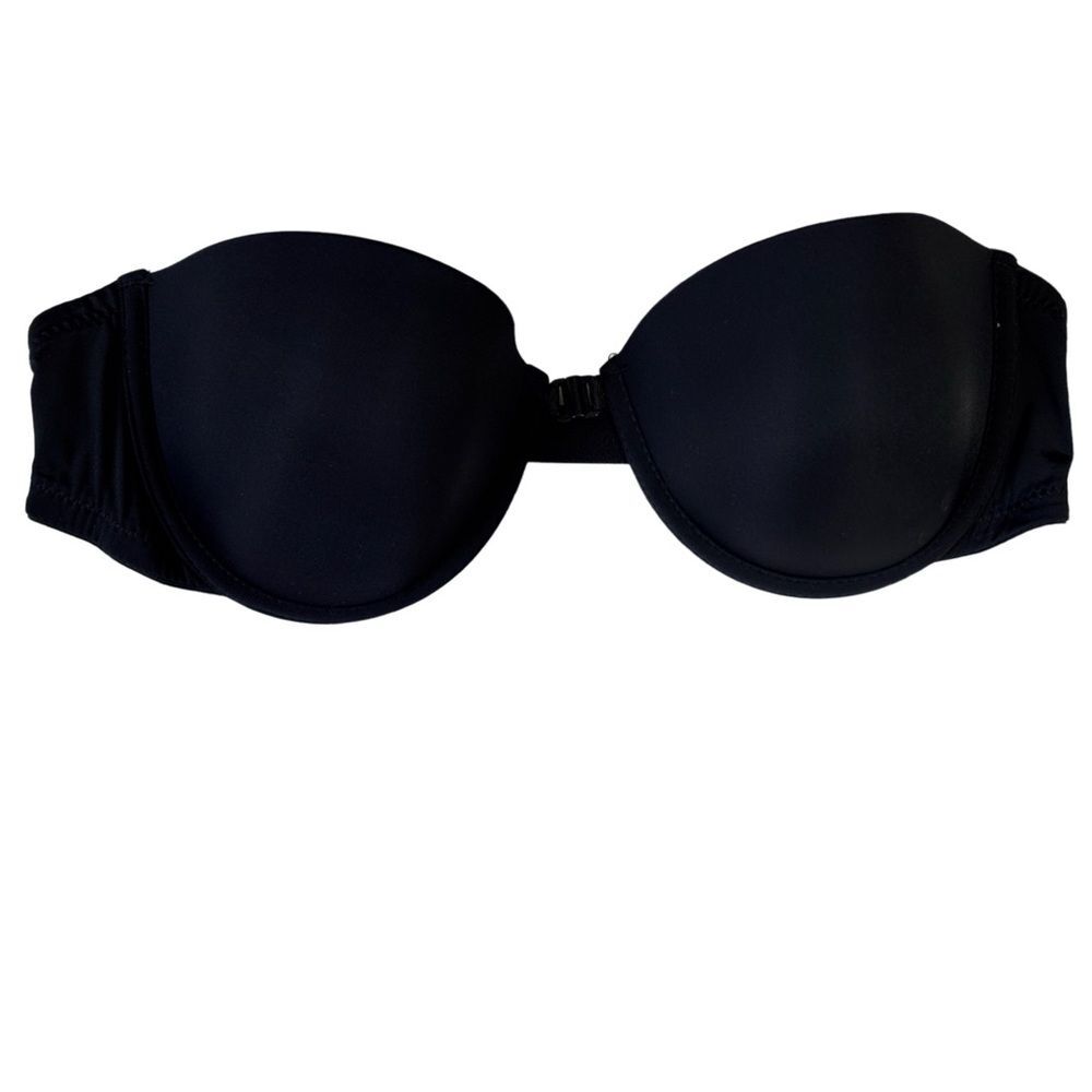 Black Front Hook Adjustable Wired Strapless Bra